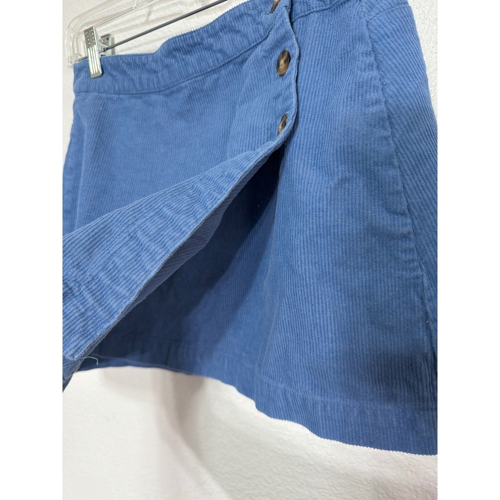 RSQ Blue Corduroy Mini Skirt Wrap Button Front Women Small Cotton A-Line - Picture 2 of 6